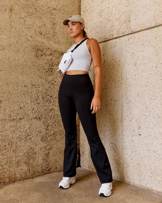 Z8RH532 LSKD Frauen Alltags-Leggings mit ausgestelltem Schnitt – Schwarz Bekleidung