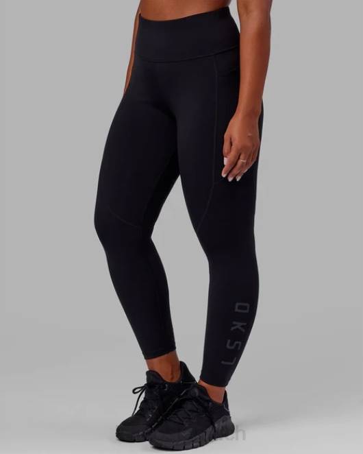 Z8RH540 LSKD Frauen Rip-Leggings in voller Länge – Schwarz-Schwarz Bekleidung