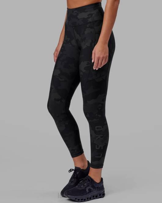 Z8RH543 LSKD Frauen Rip-Leggings in 7/8-Länge – schwarzes Tarnmuster Bekleidung