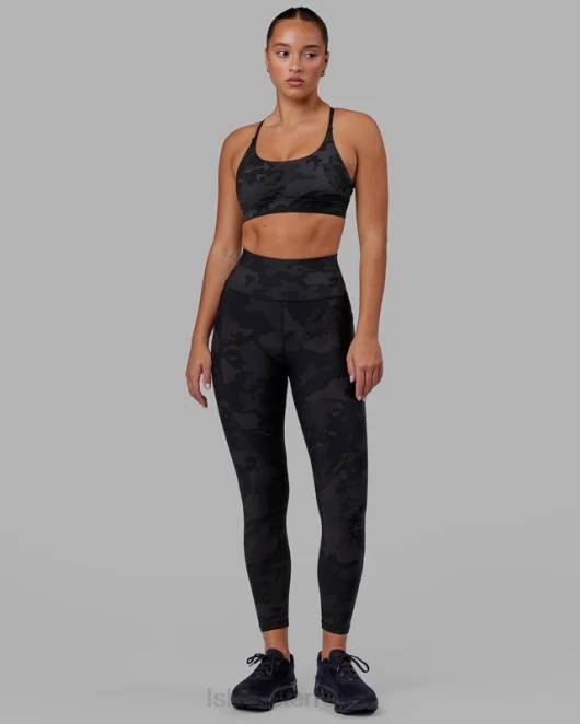 Z8RH543 LSKD Frauen Rip-Leggings in 7/8-Länge – schwarzes Tarnmuster Bekleidung