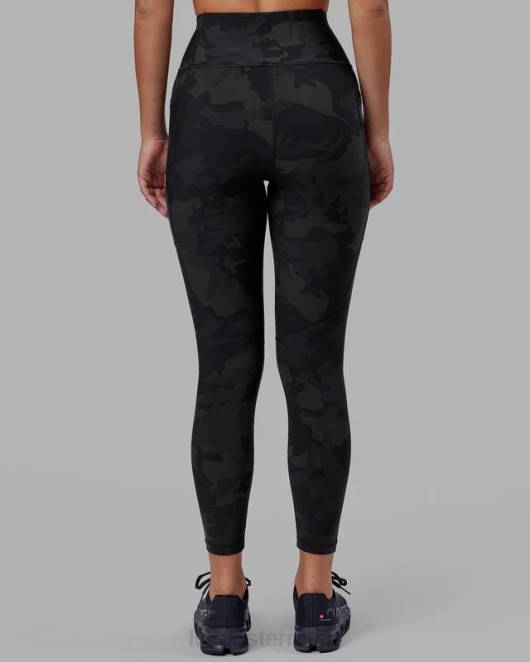 Z8RH543 LSKD Frauen Rip-Leggings in 7/8-Länge – schwarzes Tarnmuster Bekleidung