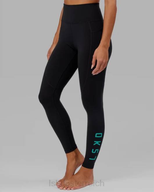 Z8RH551 LSKD Frauen Rep-Leggings in voller Länge – Schwarz-Hyper-Teal Bekleidung