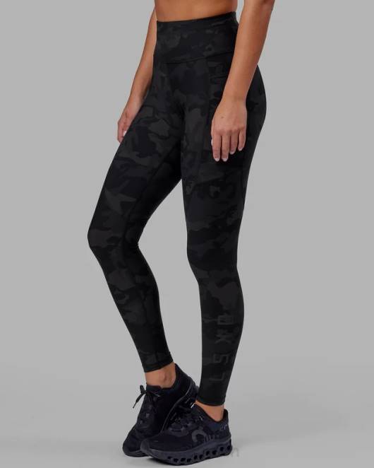 Z8RH553 LSKD Frauen Rep-Leggings in voller Länge – schwarzes Tarnmuster Bekleidung
