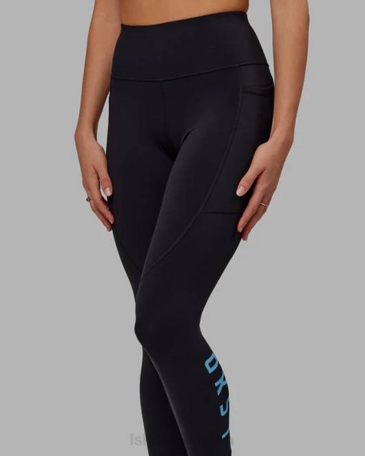 Z8RH592 LSKD Frauen Rips-Leggings in 7/8-Länge – Schwarz-Azurblau Bekleidung