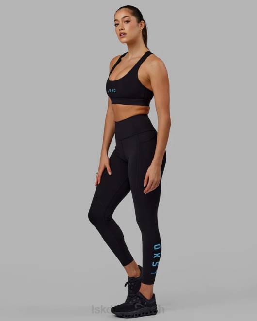 Z8RH593 LSKD Frauen Rip-Leggings in voller Länge – Schwarz-Azurblau Bekleidung