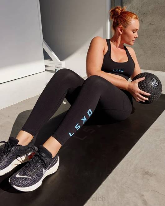 Z8RH593 LSKD Frauen Rip-Leggings in voller Länge – Schwarz-Azurblau Bekleidung