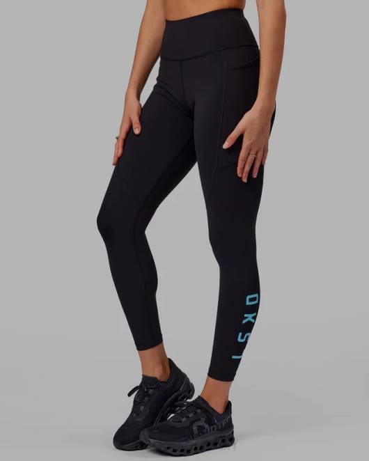 Z8RH593 LSKD Frauen Rip-Leggings in voller Länge – Schwarz-Azurblau Bekleidung
