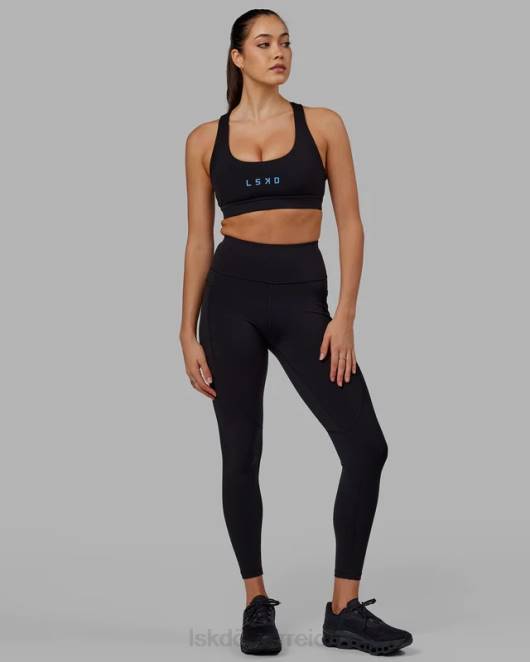 Z8RH593 LSKD Frauen Rip-Leggings in voller Länge – Schwarz-Azurblau Bekleidung