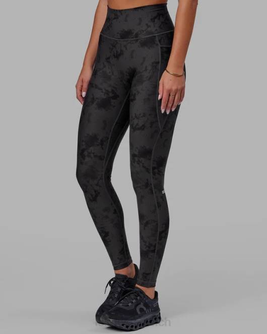 Z8RH599 LSKD Frauen Fusion-Leggings in voller Länge – schwarzes Batikmuster Bekleidung