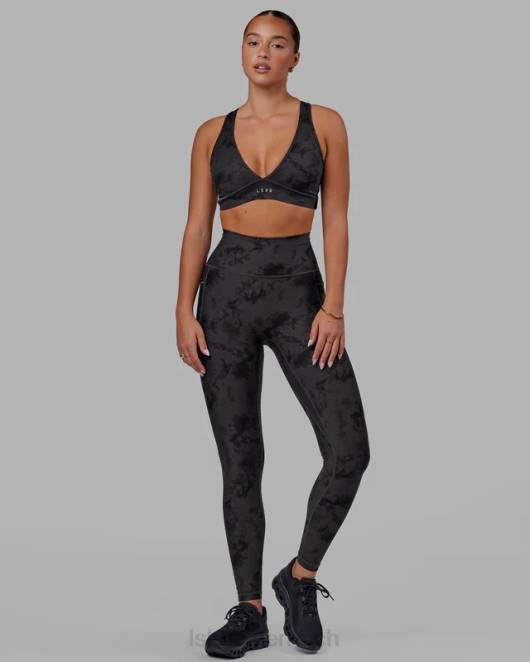 Z8RH599 LSKD Frauen Fusion-Leggings in voller Länge – schwarzes Batikmuster Bekleidung