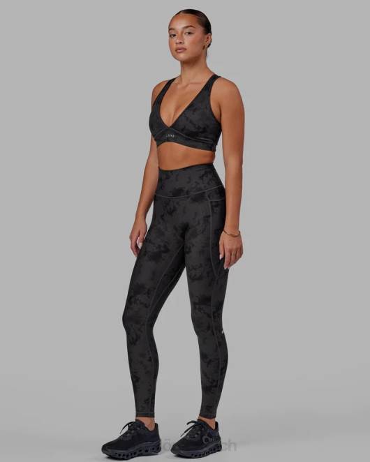 Z8RH599 LSKD Frauen Fusion-Leggings in voller Länge – schwarzes Batikmuster Bekleidung