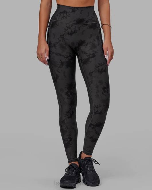 Z8RH599 LSKD Frauen Fusion-Leggings in voller Länge – schwarzes Batikmuster Bekleidung