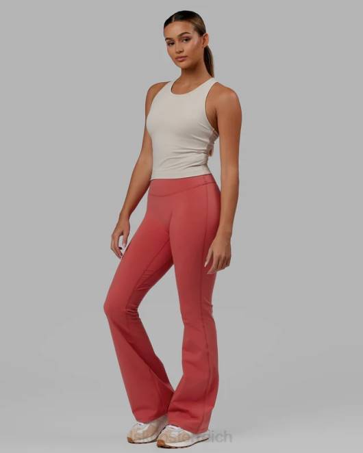 Z8RH605 LSKD Frauen Alltags-Leggings mit ausgestelltem Schnitt – Mineralrot Bekleidung