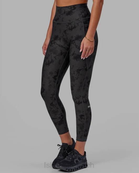Z8RH610 LSKD Frauen Fusion-Leggings in 7/8-Länge – schwarzes Batikmuster Bekleidung