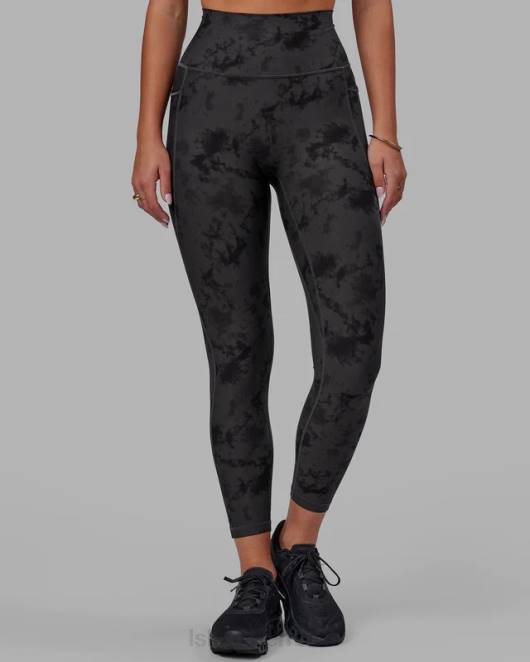 Z8RH610 LSKD Frauen Fusion-Leggings in 7/8-Länge – schwarzes Batikmuster Bekleidung