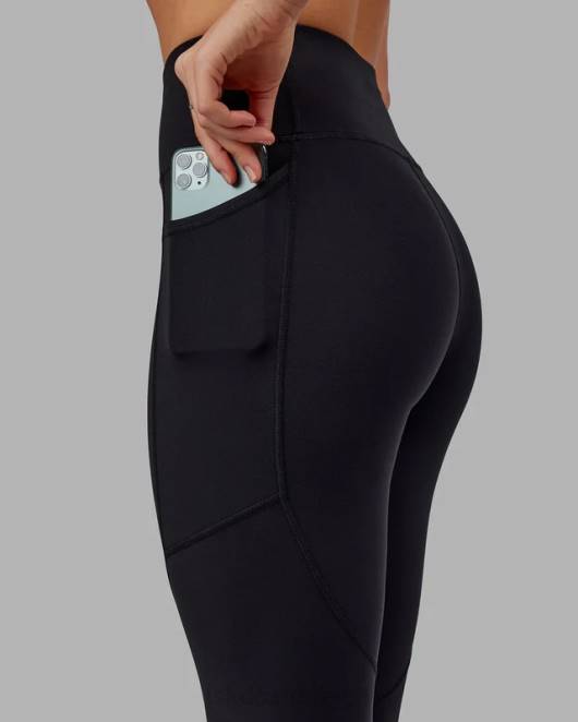 Z8RH612 LSKD Frauen Rips-Leggings in 7/8-Länge – Schwarz-Apfel-Minze Bekleidung