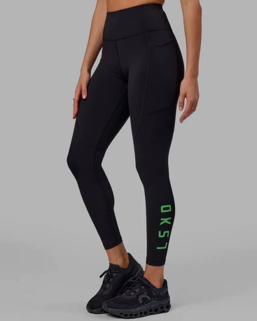 Z8RH620 LSKD Frauen Rep-Leggings in voller Länge – Black-Apple Mint Bekleidung