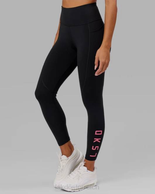 Z8RH622 LSKD Frauen Rips-Leggings in 7/8-Länge – Schwarz-Flamingo Bekleidung