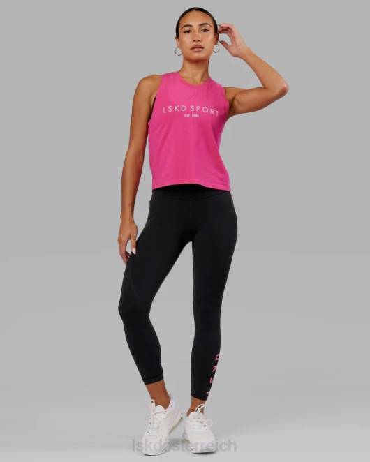 Z8RH622 LSKD Frauen Rips-Leggings in 7/8-Länge – Schwarz-Flamingo Bekleidung