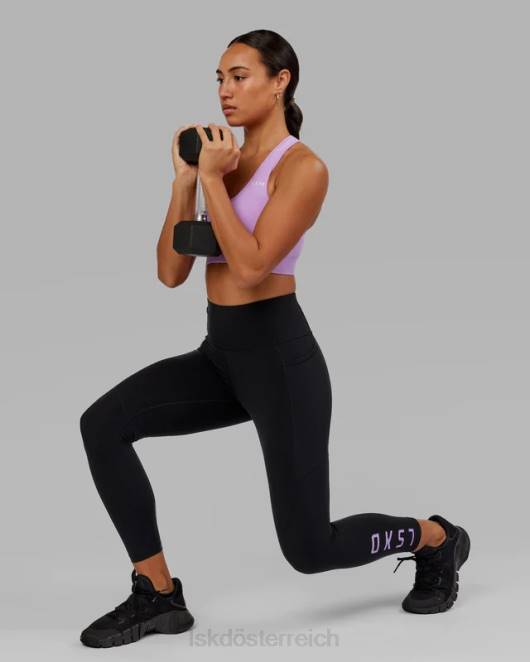 Z8RH661 LSKD Frauen Rips-Leggings in 7/8-Länge – Schwarz-Flieder Bekleidung
