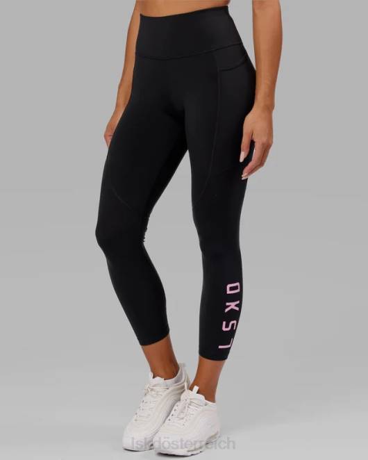 Z8RH664 LSKD Frauen Rips-Leggings in 7/8-Länge – schwarz-rosa Zuckerguss Bekleidung