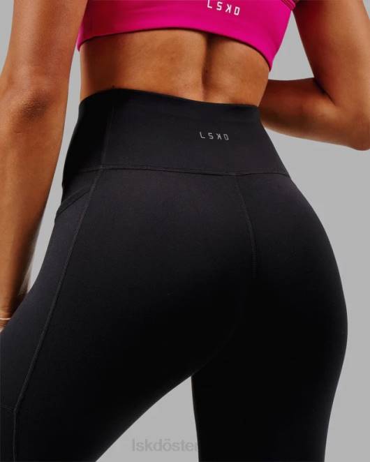 Z8RH713 LSKD Frauen Rep-Leggings in 7/8-Länge – Schwarz-Boysenberry Bekleidung