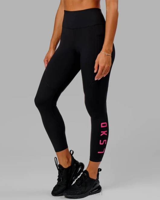 Z8RH715 LSKD Frauen Rep-Leggings in voller Länge – Schwarz-Boysenberry Bekleidung