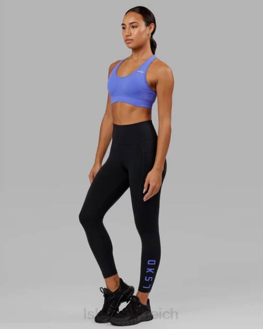 Z8RH730 LSKD Frauen Rips-Leggings in 7/8-Länge – Schwarz-Kornblumenblau Bekleidung