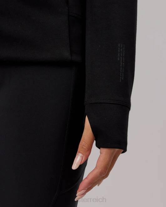 Z8RH341 LSKD Frauen Athlet Forged Fleece-Kapuzenpullover mit durchgehendem Reißverschluss – Schwarz Bekleidung