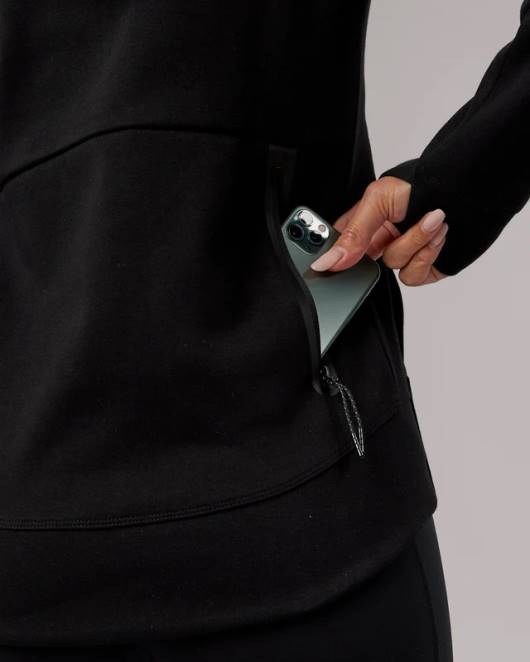 Z8RH341 LSKD Frauen Athlet Forged Fleece-Kapuzenpullover mit durchgehendem Reißverschluss – Schwarz Bekleidung