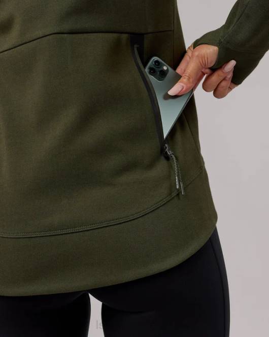 Z8RH348 LSKD Frauen Athlet Forged Fleece-Kapuzenpullover mit Reißverschluss – Forest Night Bekleidung