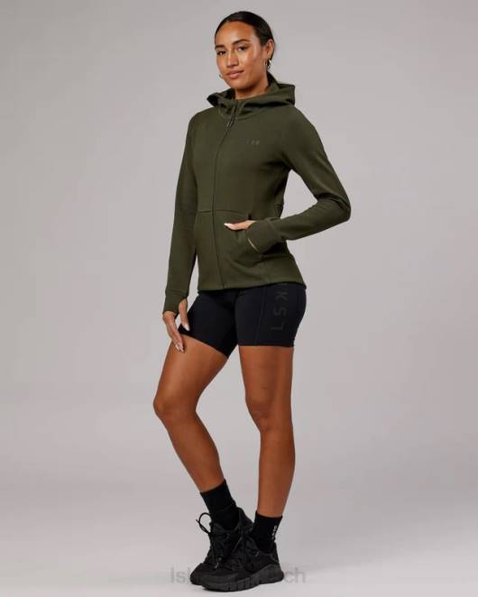 Z8RH348 LSKD Frauen Athlet Forged Fleece-Kapuzenpullover mit Reißverschluss – Forest Night Bekleidung