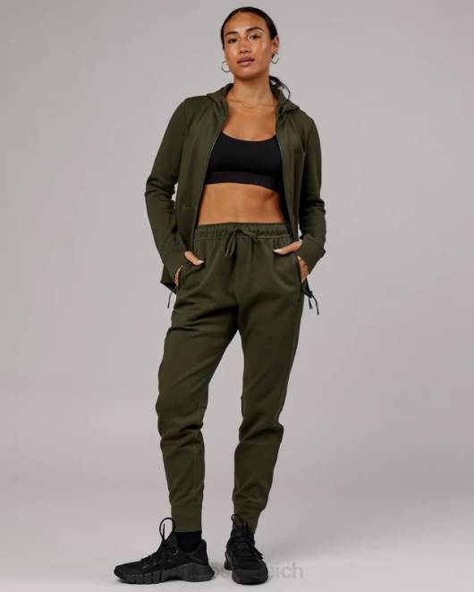 Z8RH348 LSKD Frauen Athlet Forged Fleece-Kapuzenpullover mit Reißverschluss – Forest Night Bekleidung