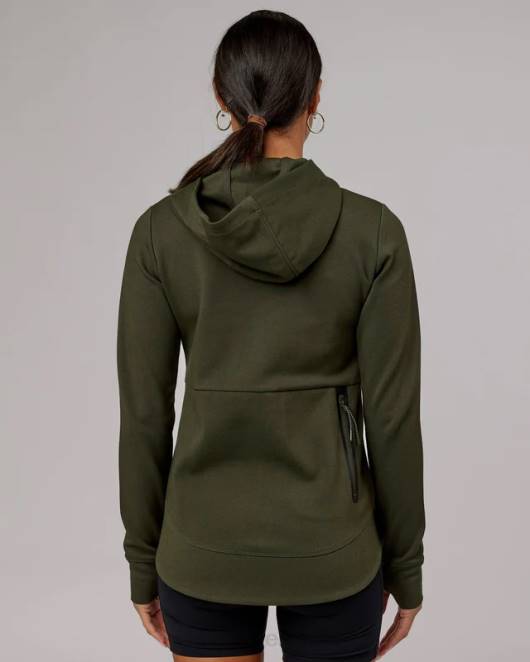 Z8RH348 LSKD Frauen Athlet Forged Fleece-Kapuzenpullover mit Reißverschluss – Forest Night Bekleidung