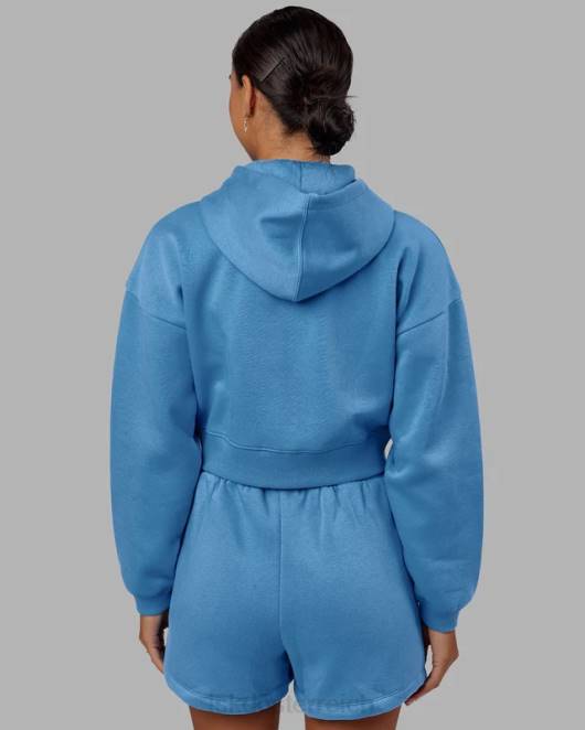 Z8RH358 LSKD Frauen Motion-Kapuzenpullover mit kurzem Schnitt – Azurblau Bekleidung