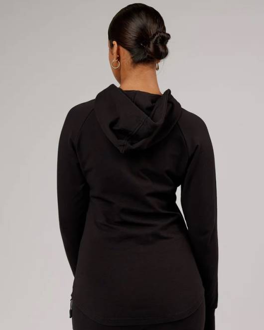 Z8RH359 LSKD Frauen PB Kapuzenpullover mit durchgehendem Reißverschluss – Schwarzton Bekleidung