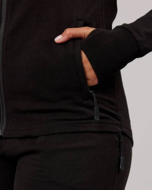 Z8RH359 LSKD Frauen PB Kapuzenpullover mit durchgehendem Reißverschluss – Schwarzton Bekleidung