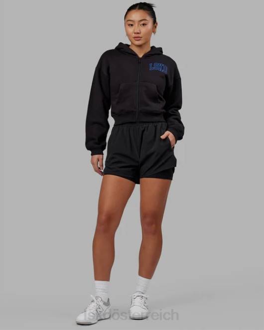 Z8RH368 LSKD Frauen Zunft-Hoodie mit kurzem Schnitt – Black-Power-Kobalt Bekleidung