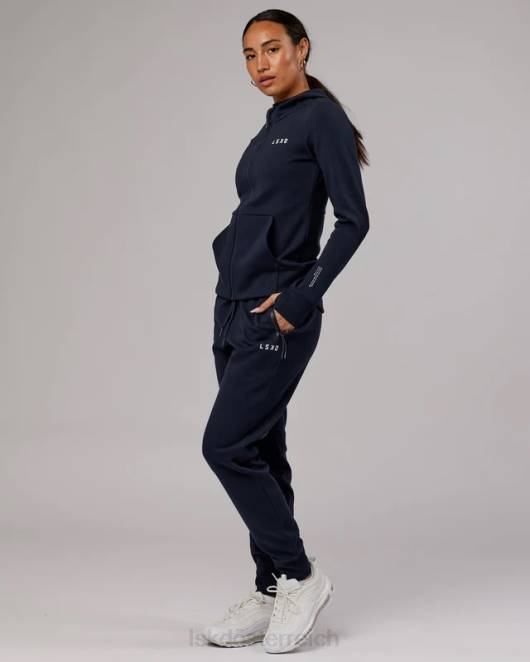 Z8RH371 LSKD Frauen Athlet Forged Fleece-Kapuzenpullover mit durchgehendem Reißverschluss – Dunkelblau Bekleidung