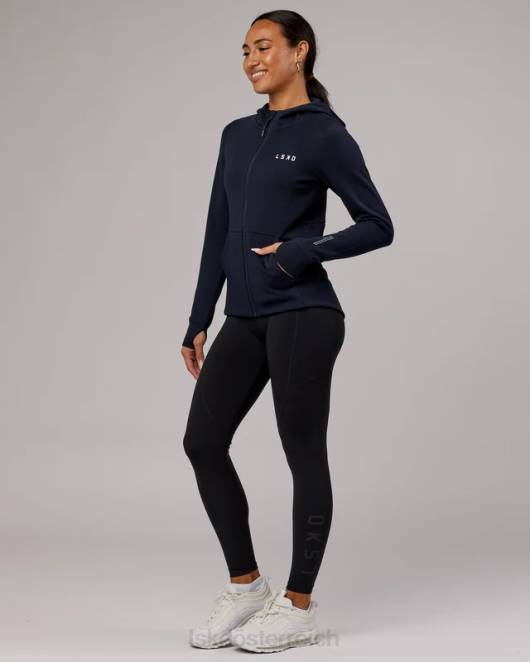 Z8RH371 LSKD Frauen Athlet Forged Fleece-Kapuzenpullover mit durchgehendem Reißverschluss – Dunkelblau Bekleidung
