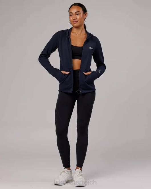 Z8RH371 LSKD Frauen Athlet Forged Fleece-Kapuzenpullover mit durchgehendem Reißverschluss – Dunkelblau Bekleidung