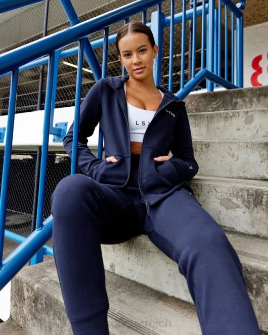 Z8RH371 LSKD Frauen Athlet Forged Fleece-Kapuzenpullover mit durchgehendem Reißverschluss – Dunkelblau Bekleidung