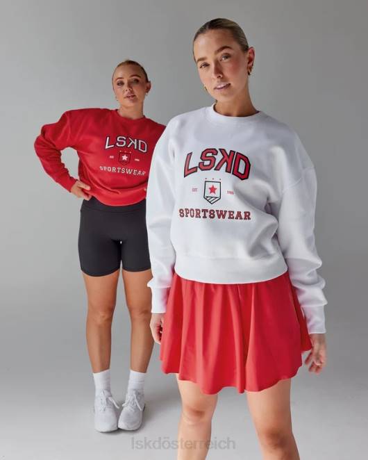 Z8RH375 LSKD Frauen Sportabteilung Kurzer Pullover – weiß Bekleidung