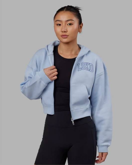 Z8RH386 LSKD Frauen Gilden-Hoodie mit kurzem Schnitt – Windsurfer-Power-Kobalt Bekleidung