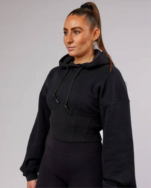 Z8RH402 LSKD Frauen Becca Korsett-Kapuzenpullover – Schwarz Bekleidung