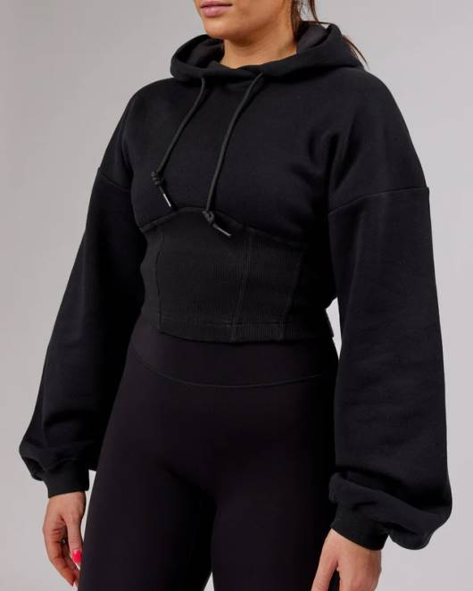 Z8RH402 LSKD Frauen Becca Korsett-Kapuzenpullover – Schwarz Bekleidung