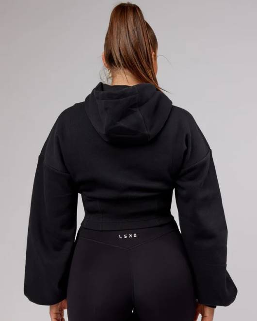 Z8RH402 LSKD Frauen Becca Korsett-Kapuzenpullover – Schwarz Bekleidung