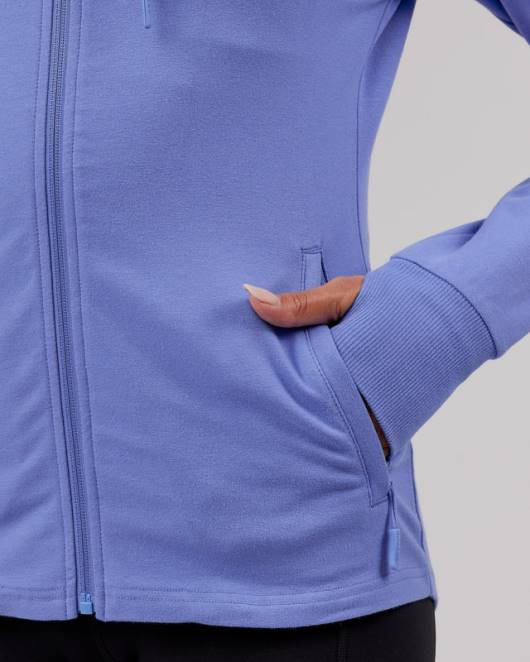 Z8RH403 LSKD Frauen PB Kapuzenpullover mit durchgehendem Reißverschluss – Kornblumenblau Bekleidung