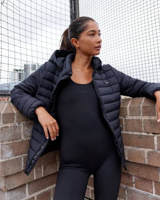 Z8RH462 LSKD Frauen Pufferjacke für den ganzen Tag – Schwarz Bekleidung