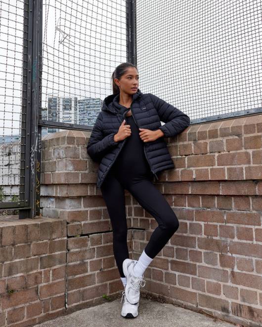 Z8RH462 LSKD Frauen Pufferjacke für den ganzen Tag – Schwarz Bekleidung